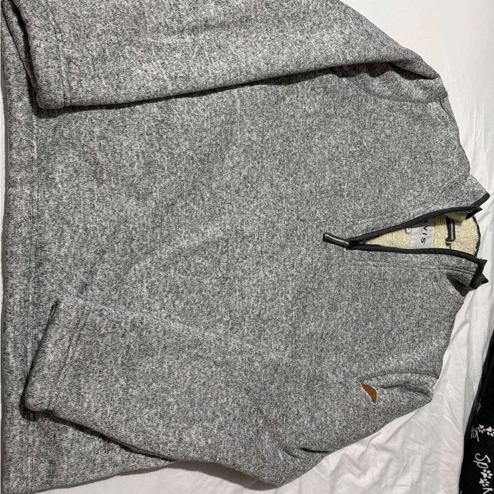 Orvis Quarter Zip Sherpa Lining Pullover Fly Fishing (Men's Medium) Heather Gray